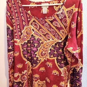 Chicos Vintage burgundy and purple paisley shirt